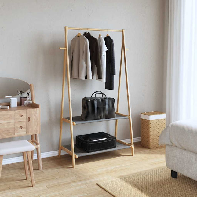 tøjstativ med hylder 96x45,5x150,5 cm bambus