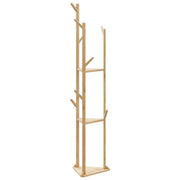 garderobestativ med kroge og hylder 39x33x166 cm bambus