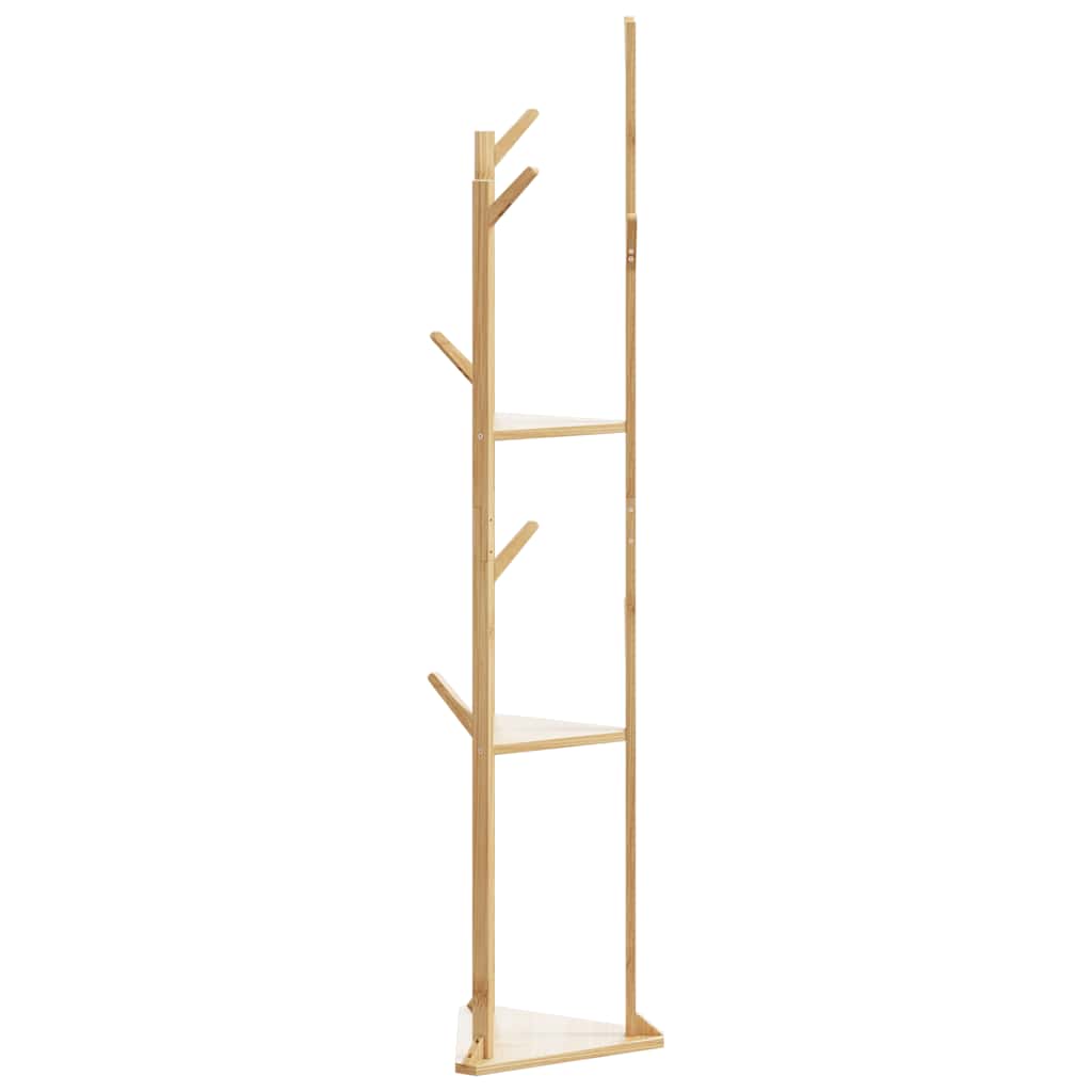 garderobestativ med kroge og hylder 39x33x166 cm bambus