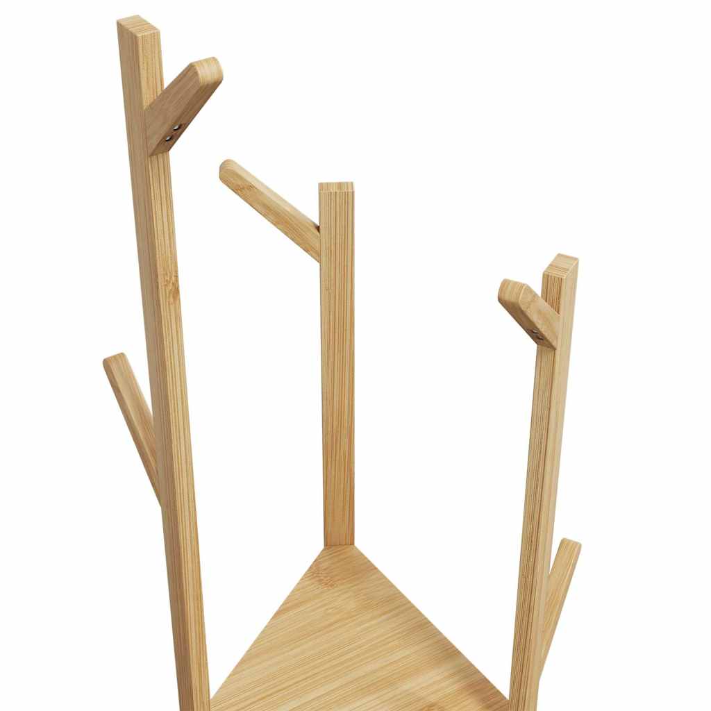 garderobestativ med kroge og hylder 39x33x166 cm bambus