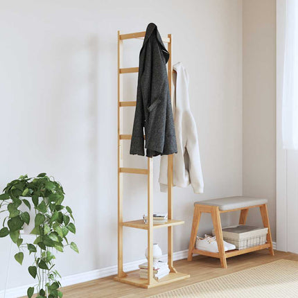 garderobestativ med kroge og hylder 38,5x30x156 cm bambus