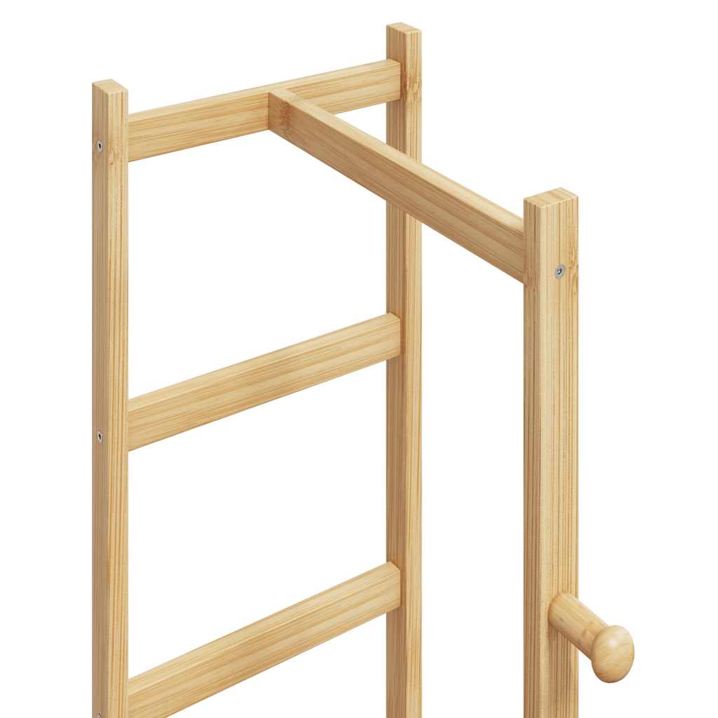 garderobestativ med kroge og hylder 38,5x30x156 cm bambus