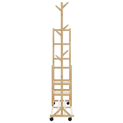 tøjstativ med hylder og hjul 100x38x175,5 cm bambus