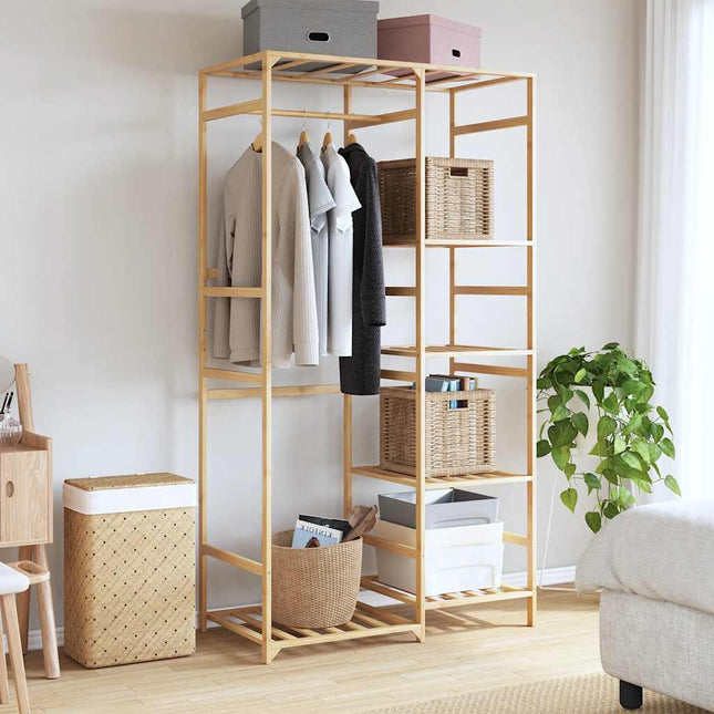 tøjstativ med hylder 100x50x184,5 cm bambus