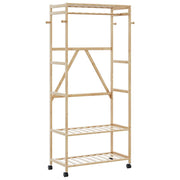 tøjstativ med hylder og hjul 90x40x179,5 cm bambus