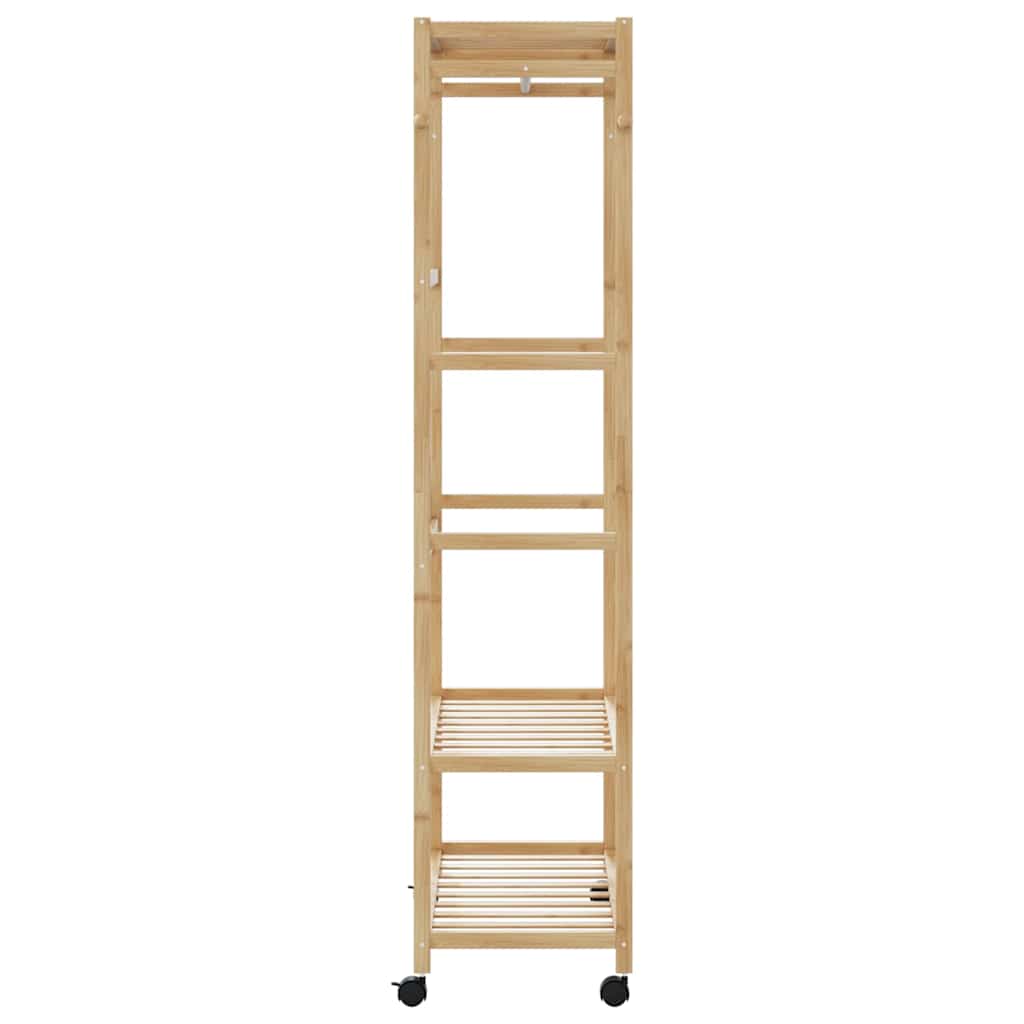 tøjstativ med hylder og hjul 90x40x179,5 cm bambus