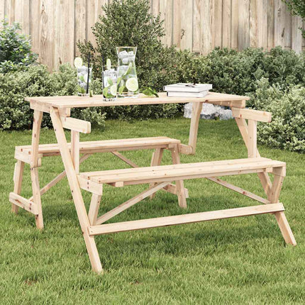 picnicbord med bænke 2-i-1 massivt grantræ