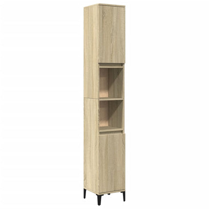 badeværelsesskab 30x30x190 cm konstrueret træ sonoma-eg