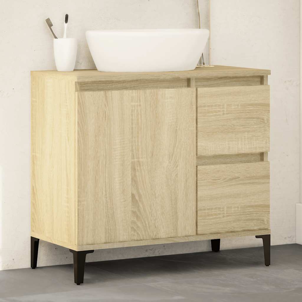 Badeværelsesskab 65×33×60 cm - konstrueret træ i sonoma-eg