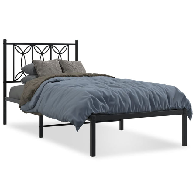 sengeramme med sengegavl 75x190 cm metal sort