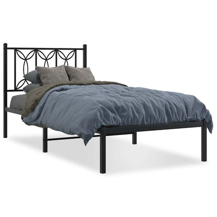sengeramme med sengegavl 90x190 cm metal sort