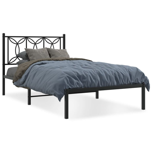 sengeramme med sengegavl 100x190 cm metal sort