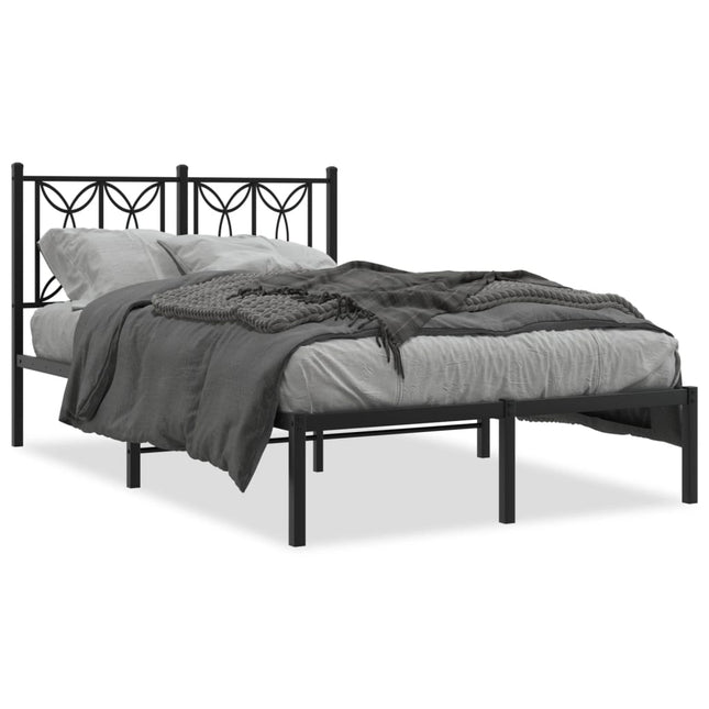 sengeramme med sengegavl 120x190 cm metal sort