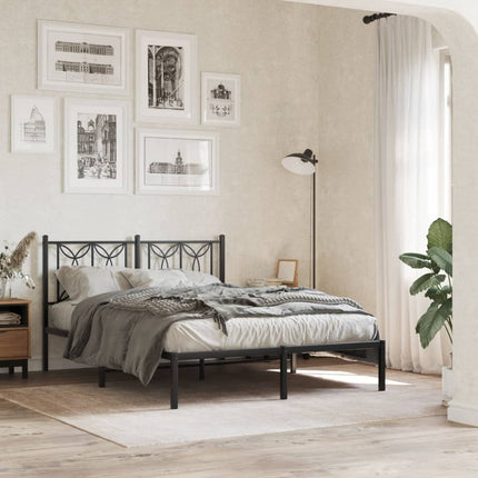 sengeramme med sengegavl 140x190 cm metal sort
