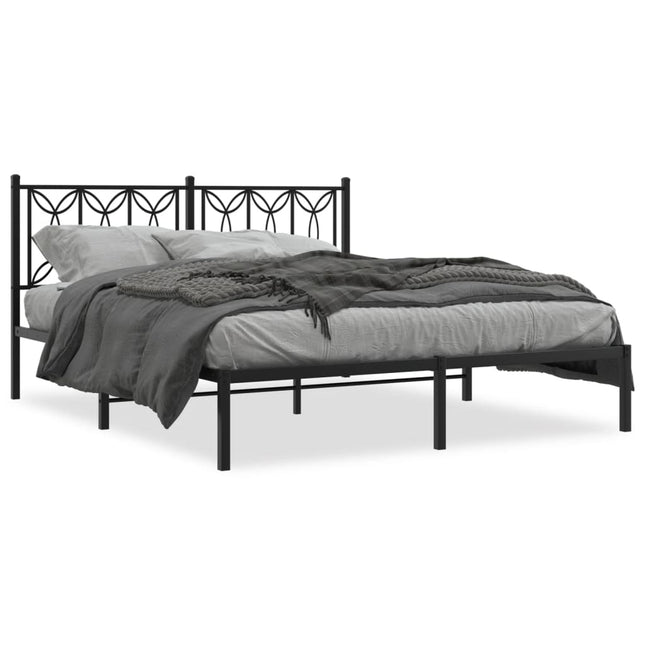 sengeramme med sengegavl 150x200 cm metal sort