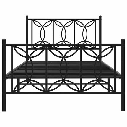 sengeramme med sengegavl og fodgærde 100x200 cm metal sort
