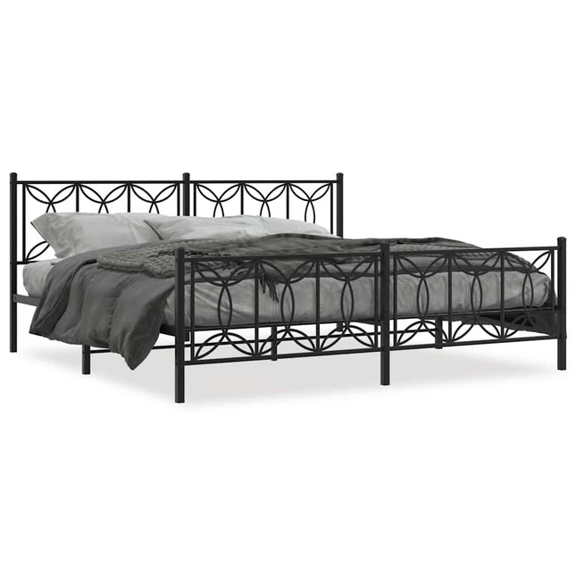 sengeramme med sengegavl og fodgærde 193x203 cm metal sort