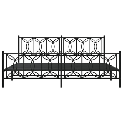 sengeramme med sengegavl og fodgærde 193x203 cm metal sort