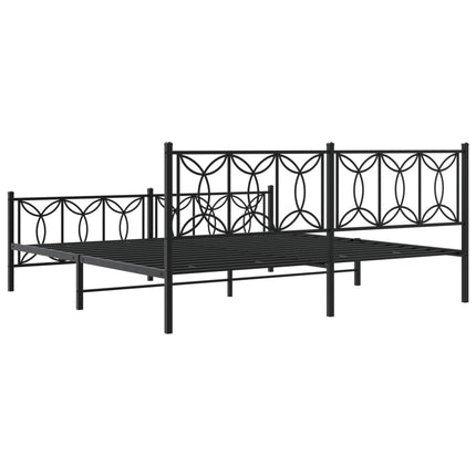 sengeramme med sengegavl og fodgærde 193x203 cm metal sort