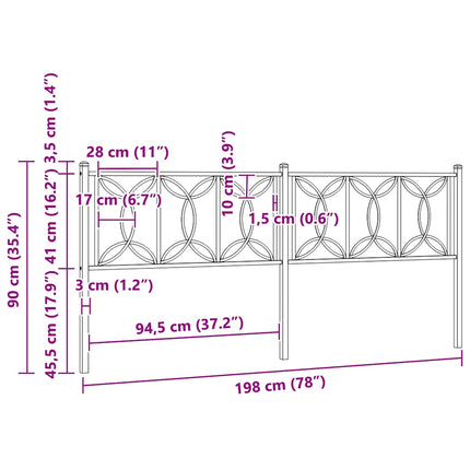 udskiftningsgavl 193 cm metal sort
