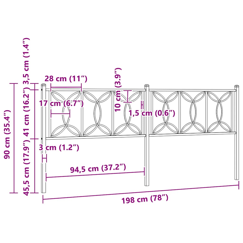 udskiftningsgavl 193 cm metal sort