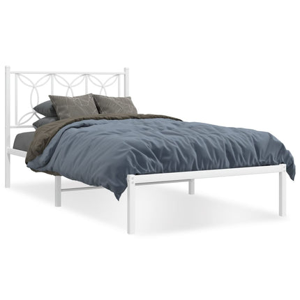sengeramme med sengegavl 100x190 cm metal hvid