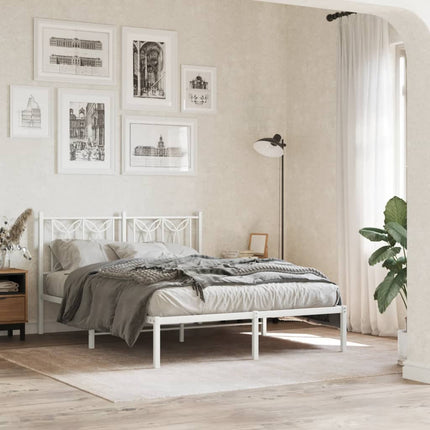 sengeramme med sengegavl 135x190 cm metal hvid