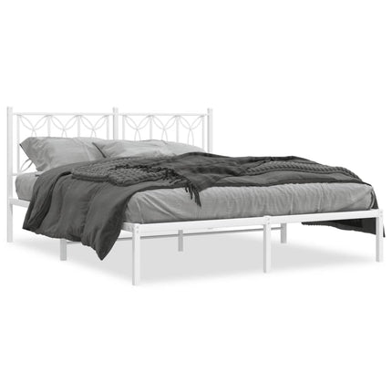 sengeramme med sengegavl 150x200 cm metal hvid