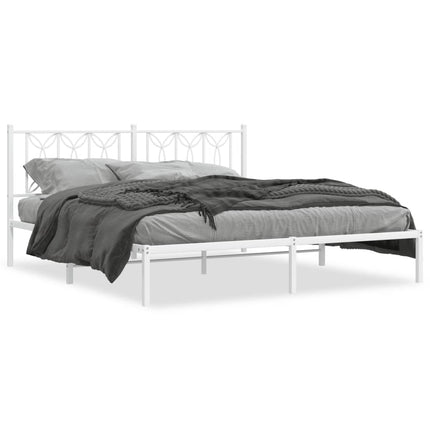 sengeramme med sengegavl 183x213 cm metal hvid