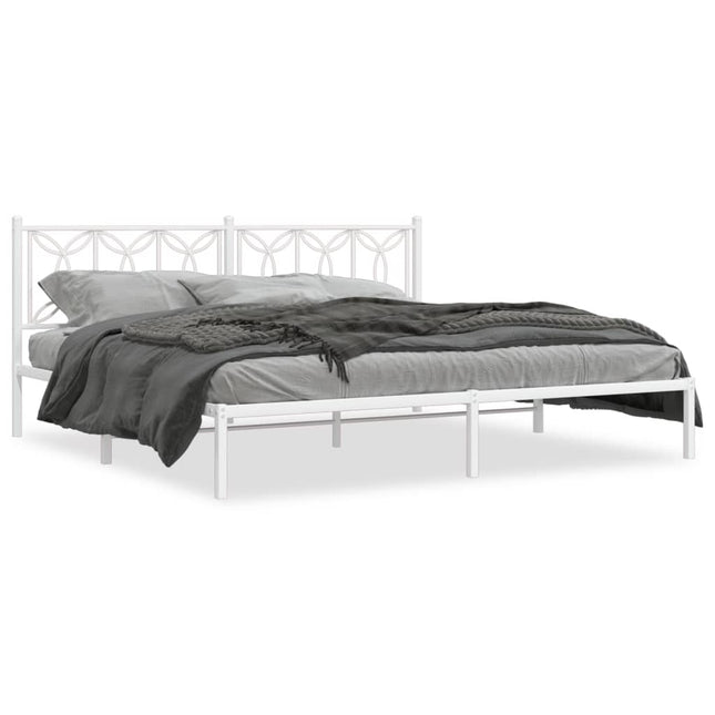 sengeramme med sengegavl 193x203 cm metal hvid