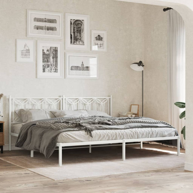 sengeramme med sengegavl 193x203 cm metal hvid