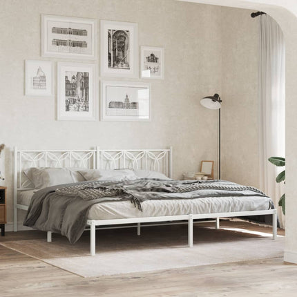 sengeramme med sengegavl 200x200 cm metal hvid