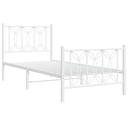 sengeramme med sengegavl og fodgærde 75x190 cm metal hvid