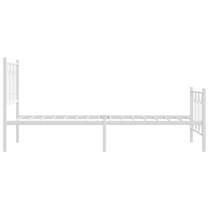 sengeramme med sengegavl og fodgærde 75x190 cm metal hvid