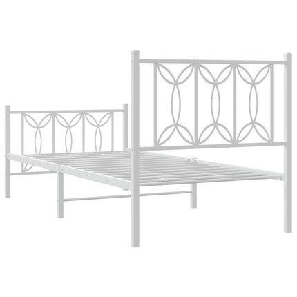 sengeramme med sengegavl og fodgærde 75x190 cm metal hvid
