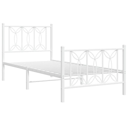 sengeramme med sengegavl og fodgærde 80x200 cm metal hvid