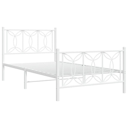 sengeramme med sengegavl og fodgærde 100x200 cm metal hvid