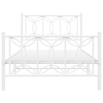 sengeramme med sengegavl og fodgærde 100x200 cm metal hvid