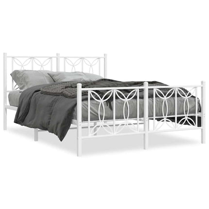 sengeramme med sengegavl og fodgærde 135x190 cm metal hvid