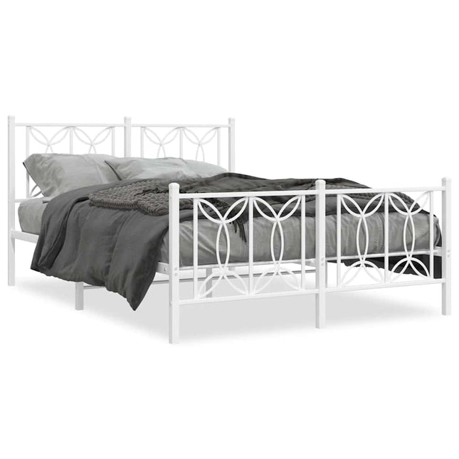 sengeramme med sengegavl og fodgærde 135x190 cm metal hvid