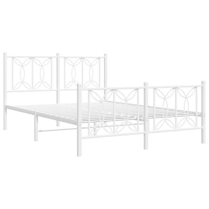 sengeramme med sengegavl og fodgærde 135x190 cm metal hvid