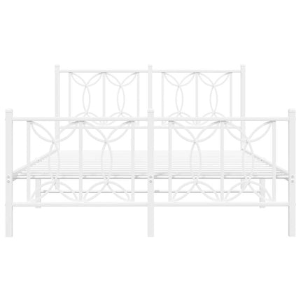 sengeramme med sengegavl og fodgærde 135x190 cm metal hvid