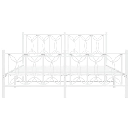 sengeramme med sengegavl og fodgærde 150x200 cm metal hvid