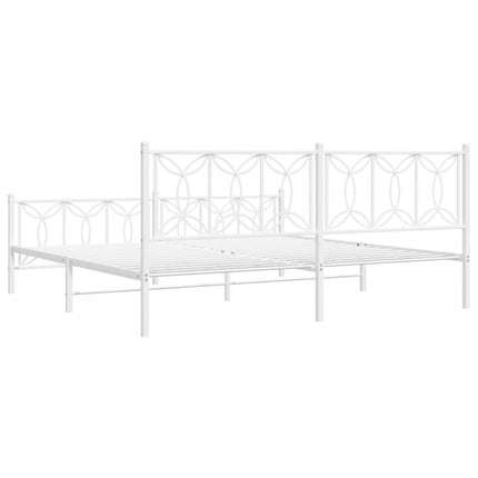 sengeramme med sengegavl og fodgærde 193x203 cm metal hvid