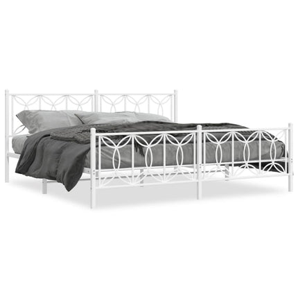 sengeramme med sengegavl og fodgærde 200x200 cm metal hvid