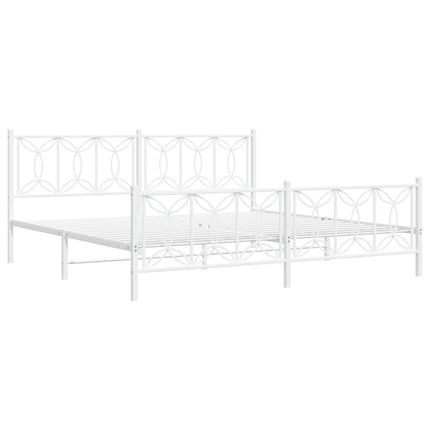 sengeramme med sengegavl og fodgærde 200x200 cm metal hvid