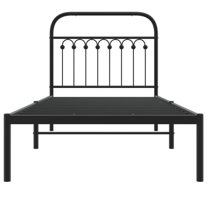 sengeramme med sengegavl 90x200 cm metal sort