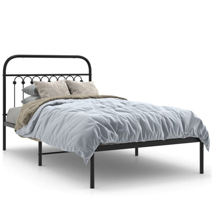sengeramme med sengegavl 100x190 cm metal sort