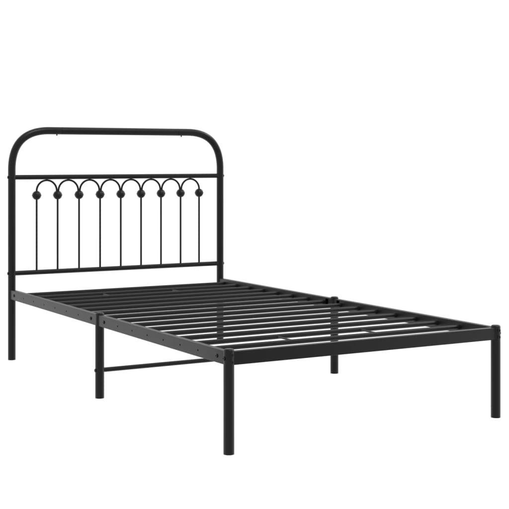 sengeramme med sengegavl 100x190 cm metal sort