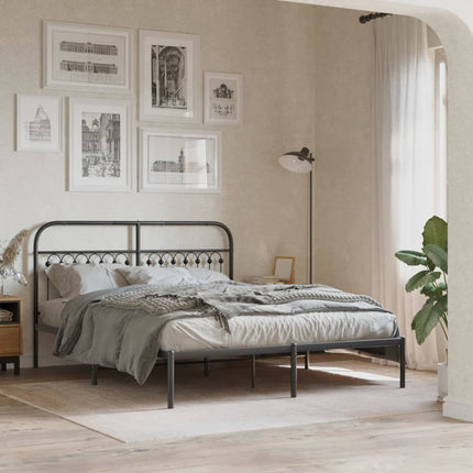 sengeramme med sengegavl 150x200 cm metal sort